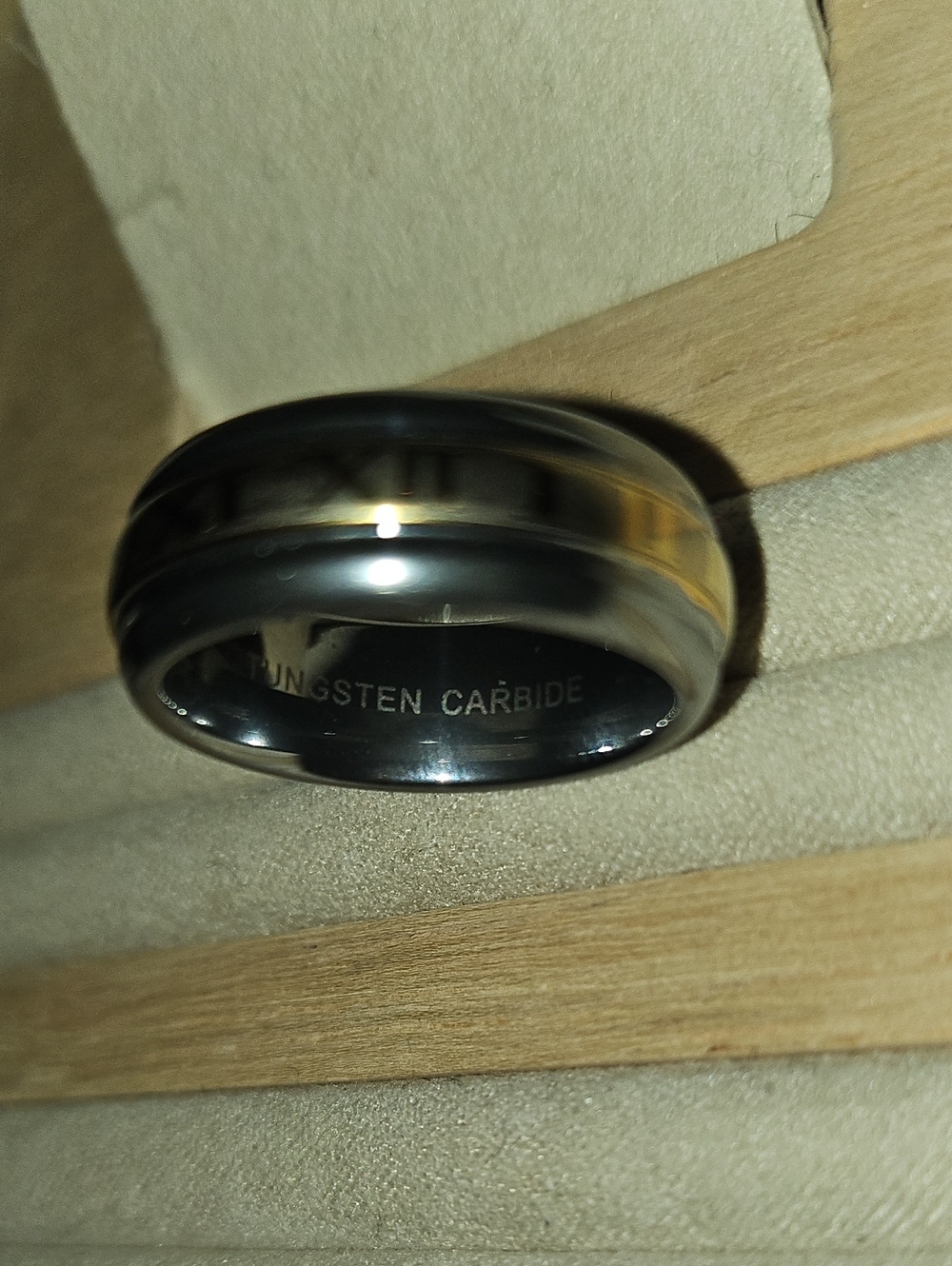 Roman Numeral Ring Two-Tone Metal Dome Band Tungsten Carbide Sz 6 - Picture 7 of 10